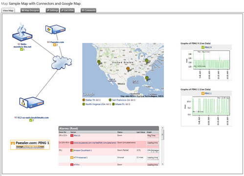 Example of a PRTG Map Example of a PRTG Map